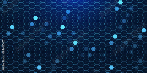 Futuristic hexagon pattern background. Minimalist blockchain and quantum computer technology design concept. Vector