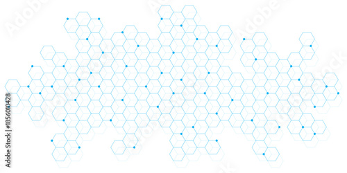 Abstract science and innovation technology background. Molecular structures and chemical engineering with hexagonal pattern. Vector