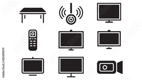 Various electronic devices displayed on a white background