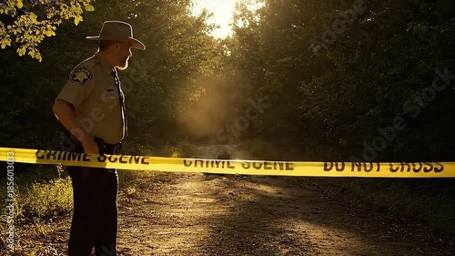 Police Tape Off Area With Caution Tape