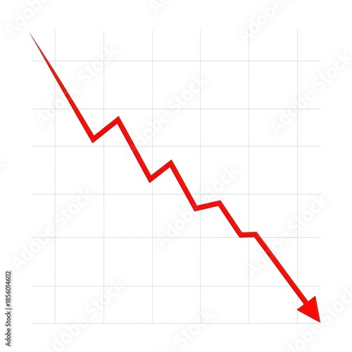 Free Download Red downward trend line graph on grid paper with arrow - GFXLoad