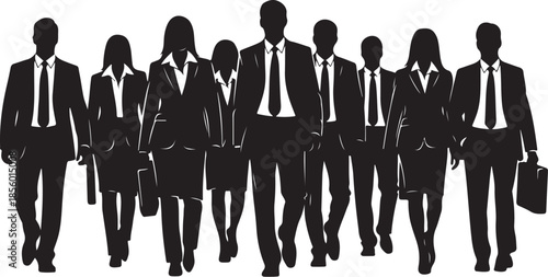 Business Team Walking Together Silhouette

Corporate Professionals Group Illustration

Office Colleagues in Formal Wear Silhouette