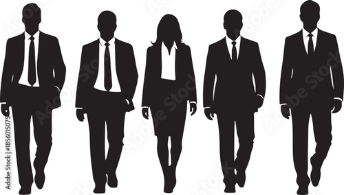 Business Team Walking Together Silhouette

Corporate Professionals Group Illustration

Office Colleagues in Formal Wear Silhouette