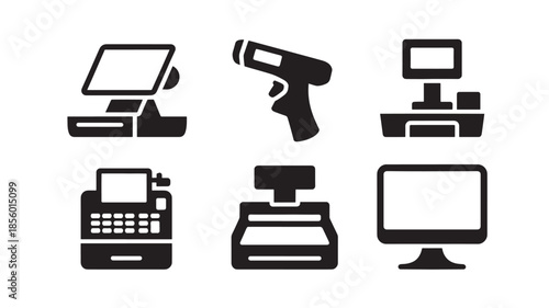 Modern point of sale system icons displayed on a clean white background
