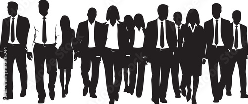 Business Team Walking Together Silhouette

Corporate Professionals Group Illustration

Office Colleagues in Formal Wear Silhouette