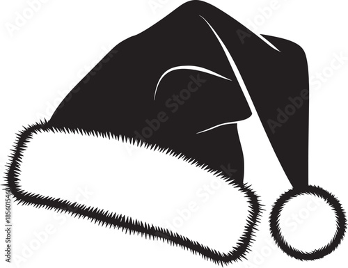 Santa hat with fur trim and pompom