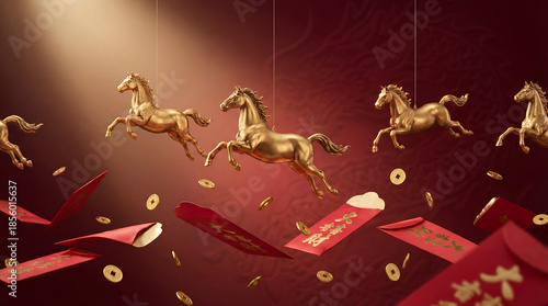 Golden Horses and Red Envelopes Celebration