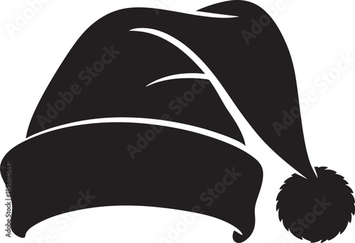 Santa hat with pompom on transparent background