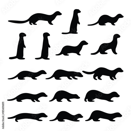 Collection of weasel silhouettes in various poses.