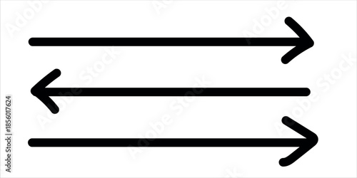 Three horizontal arrows pointing in different directions