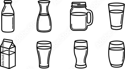 Collection of various water containers and glasses