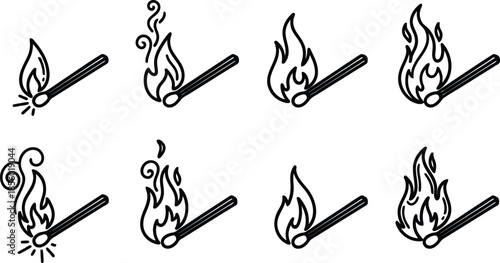 Illustrated Matchstick Burning in Stages