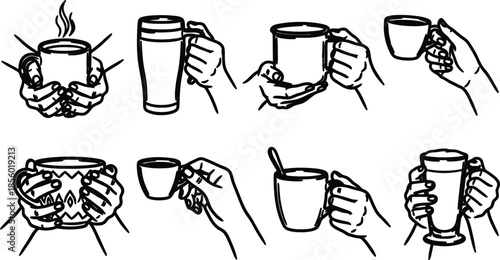 Illustrations of Hands Holding Various Drinks