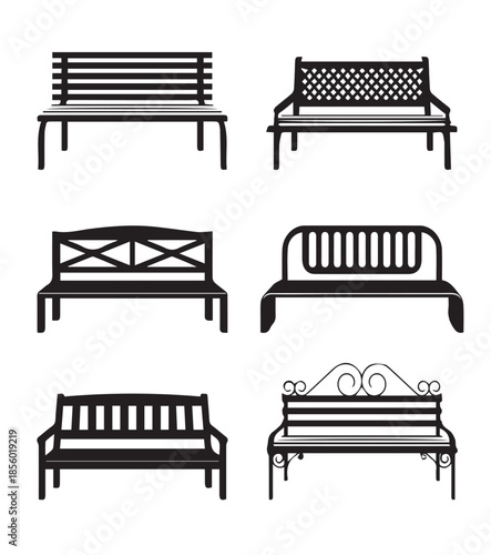 set of black and white bench