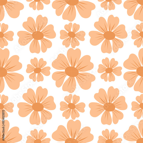 Orange flower blossom seamless pattern. Dense floral background, orange blooms. Orange flower, fabric pattern