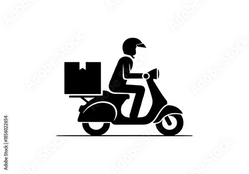 Efficient express delivery service with a courier on a scooter, ensuring rapid package transportation for seamless online order fulfillment