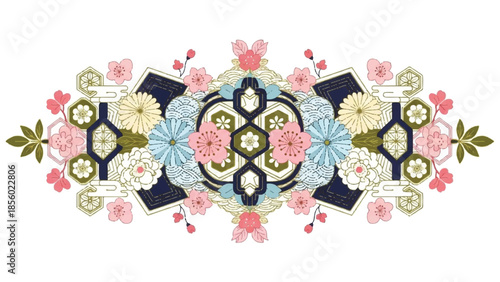 Beautiful floral pattern design for lunar new year celebration