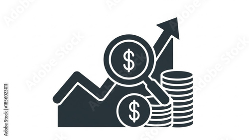 Financial Growth Illustrated with Dollar Signs and Rising Stacks of Coins