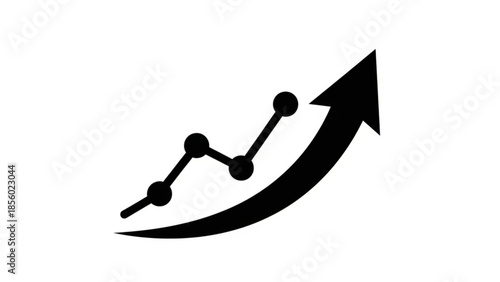 Graph showing upward trend with increasing arrow and data points