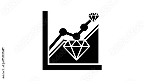 Graph illustrating the rising value of a diamond in a financial chart