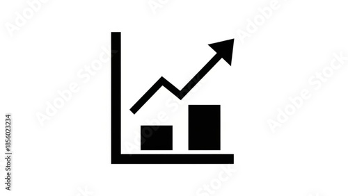 Visual representation of a rising business growth chart with an upward trending arrow, symbolizing success and progress