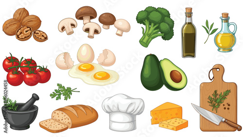 Variety of fresh healthy food ingredients