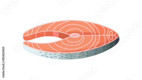 Raw Salmon Fillet with White Lines on Plate