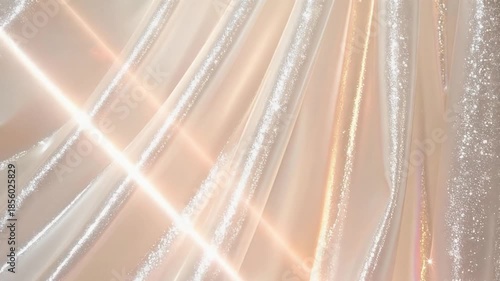 ベージュの光沢のあるサテン生地の背景