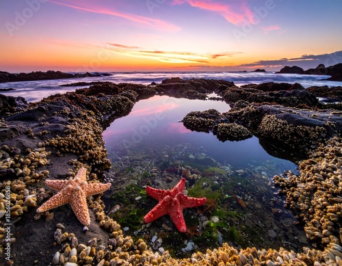 AI Generated Mountain Landscape with Green Hills and Dramatic Sky and star fish
