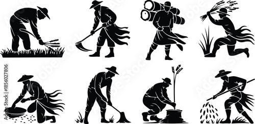 Farmers Field Work Icon Set Harvesting Crop Icons – Top Collection