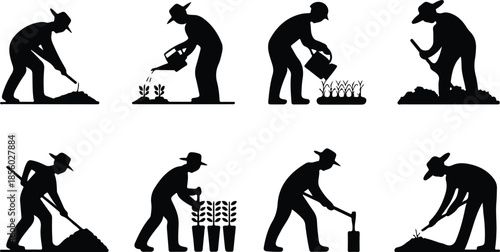 Farmers Field Work Icon Set Harvesting Crop Icons – Top Collection