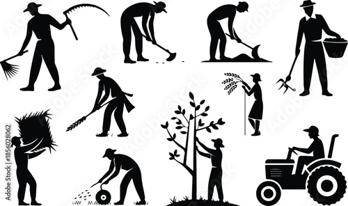 Farmers Field Work Icon Set Harvesting Crop Icons – Top Collection