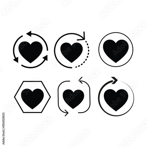 Geometric Heart Shape Transformation: Morphing Stages from Circular to Polygonal Forms - Visual Sequence of Abstract Design Evolution