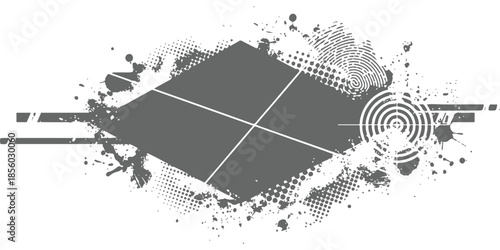 Abstract grunge background with target concentric circles and halftone texture