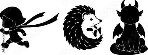 Cute sitting baby gryphon cub fantasy mythical creature vector silhouette