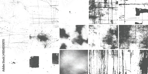 Grungy texture overlay set with scratches, dirt, and dust effects