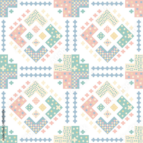 Geometric Serenity: Soft pastel geometric shapes create a sense of harmony and tranquility, offering a visually pleasing backdrop for design.