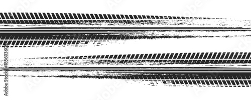 Auto tire tread grunge element. Car and motorcycle tire pattern, wheel tyre tread track. Black tyre print.