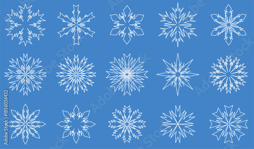 snowflake pattern isolated on blue background, vector