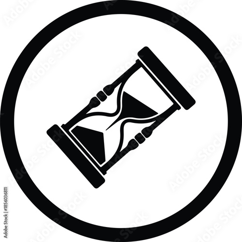 Silhouette classic hourglass sand clock icon for time measurement Vector Illustration