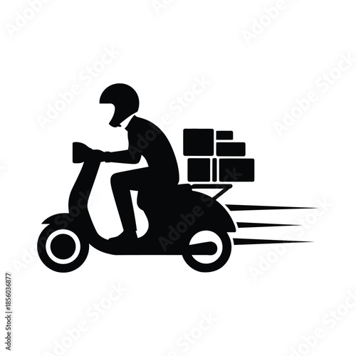 Delivery rider on a scooter with packages, quick transport illustration