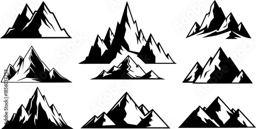 Stylized mountain peaks collection mountains silhouette
