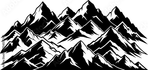Stylized mountain peaks collection mountains silhouette
