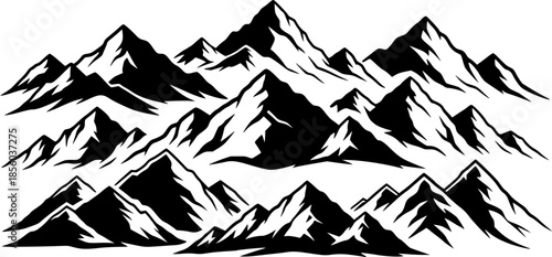 Stylized mountain peaks collection mountains silhouette
