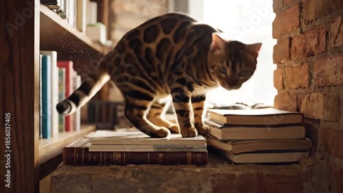 Nimble cat navigating impossibly narrow spaces with remarkable precision and grace