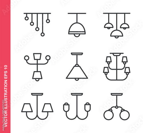 Lamp icon. Outline icons collection. Editable stroke.