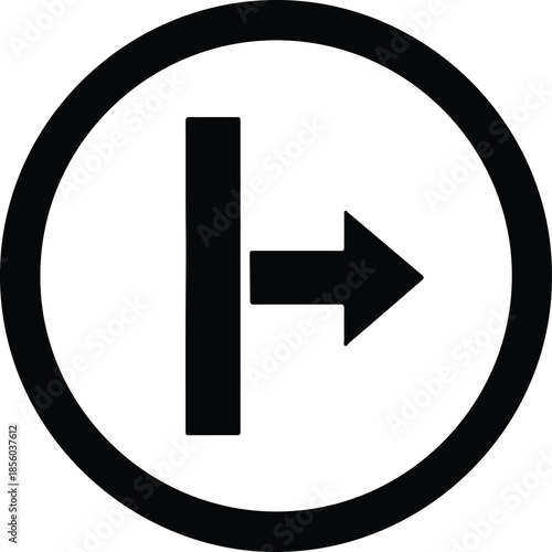 Silhouette Straight or Right Turn Arrow Sign in Circle Vector Illustration