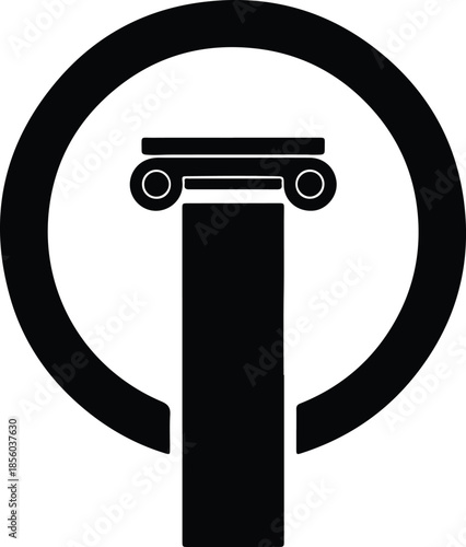 Silhouette strong classical architectural column capital icon power symbol Vector Illustration