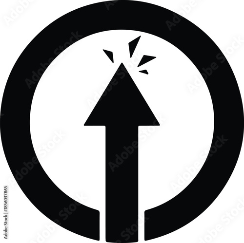 Silhouette Upward Arrow Breaking Circle Progress Growth Achievement Vector Illustration