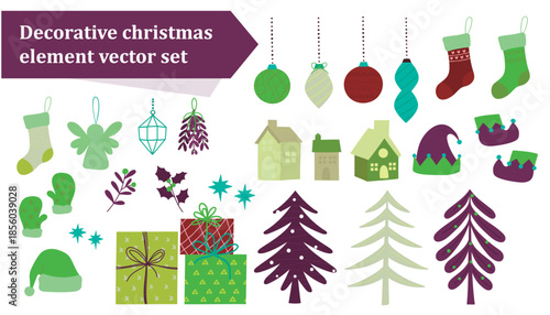 Decorative Christmas Elements Vector Set